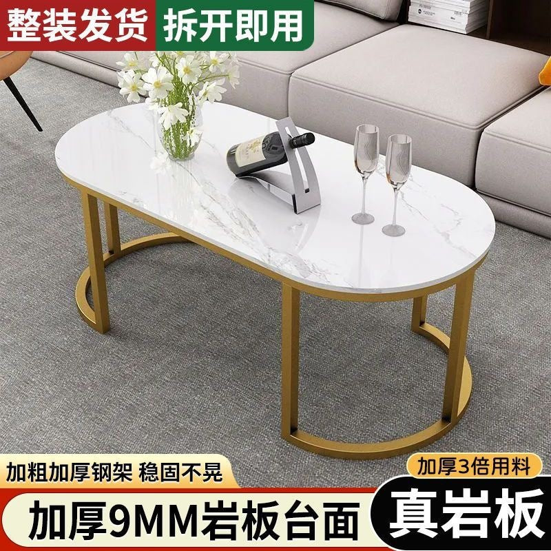 Thickened coffee table living room for home small apartmentaccessible luxury modern rock slab small table casual oval popularnordic coffee table
