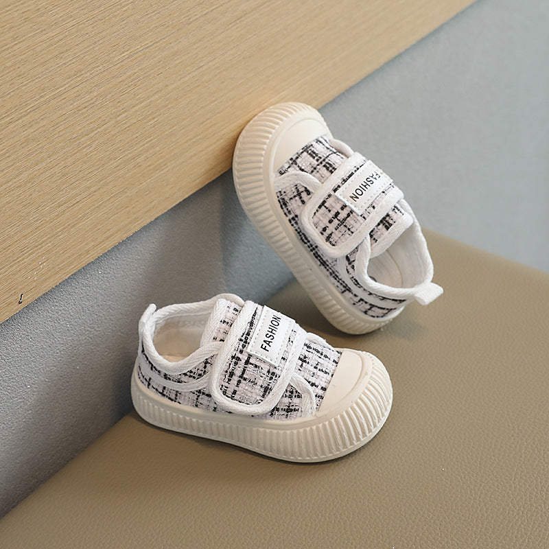 Spring & fallkids canvas shoes girl sneakers biscuit shoes kids shoes soft bottom tweed style baby shoes 1-4 years old