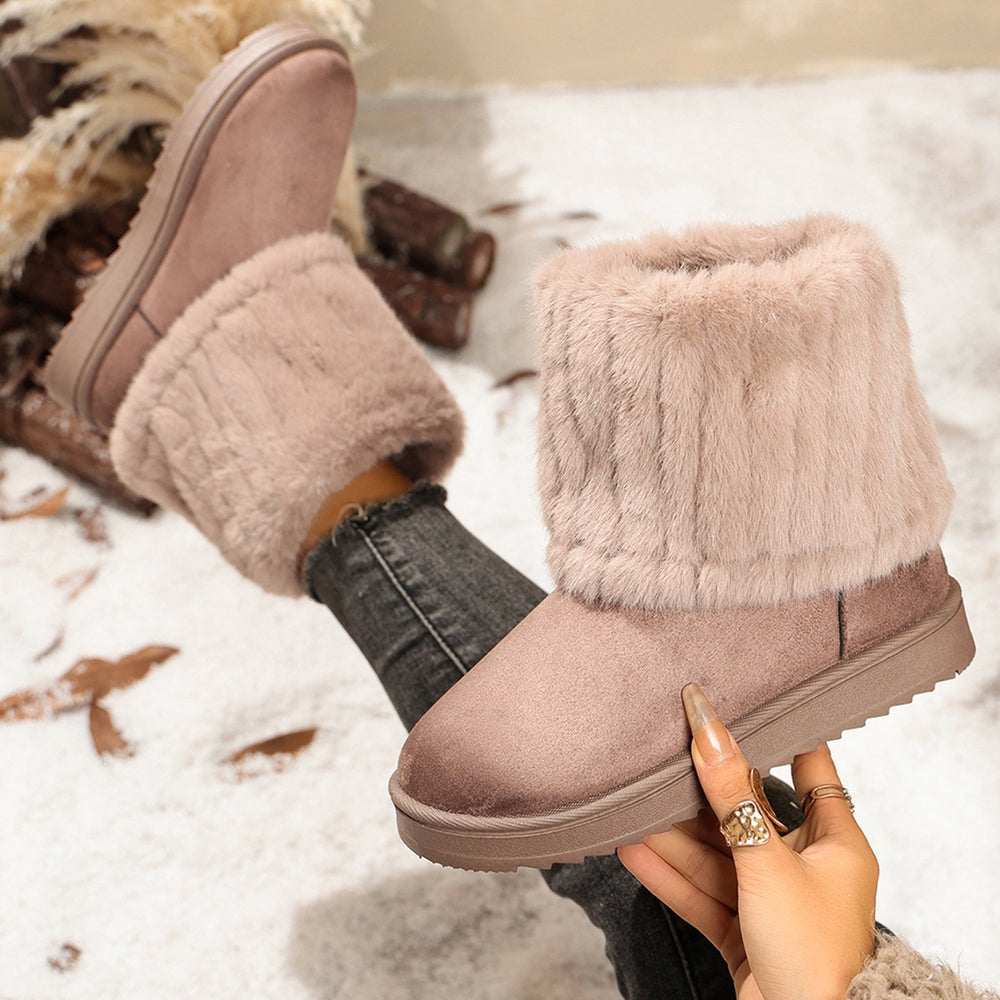Exportfashionplus size cuffed stuffed mouth thick sole snow boots for women winternew arrivalfleece-linedthickened slip-on cotton boots
