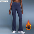 High-waisted, stretchy yoga pants for women, perfect for fall and winter. these fleece-lined, slightly flared pants offer tummy control, a slimming effect, and are ideal for sports and fitness. model: dl204-2