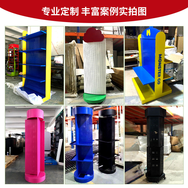 3C digital desktop small shelf four-sided hook rotatable glasses display stand wrought iron metal display shelf customization