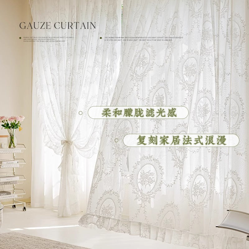 French princess style window screen classy romantic gauze curtain light-proof and opaque children's room gauze curtain shaoxing keqiao curtain