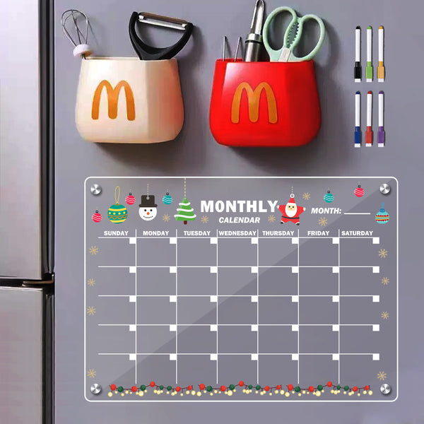 Cross-border  Month Plan Magnetic Erasable Calendar Message Board Notes Christmas Magnetic Acrylic Refrigerator Stickers