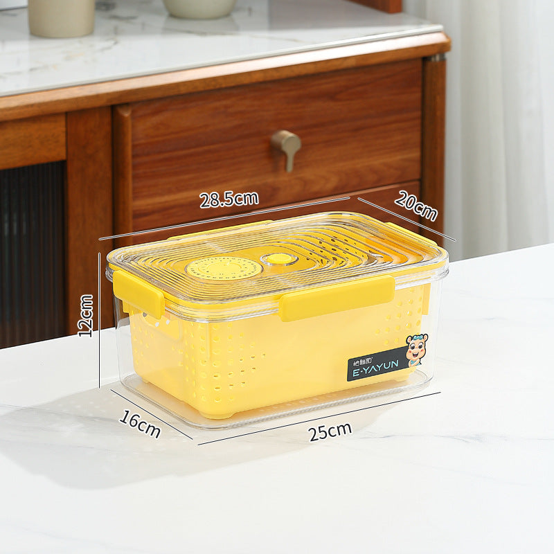 Refrigerator storage box double layer drain basket crisper pet plastic transparent thickened fruit vegetable freezer storage box