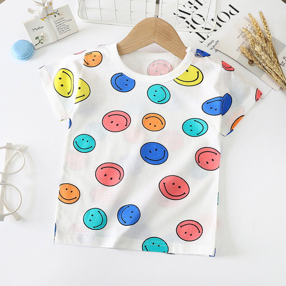 Kids' short-sleeve t-shirt, 100% cotton, baby undershirt, boys' and girls' summer top, 0-7 years old, dropshipping available