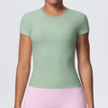 New arrivalcasual sports short-sleeved waist slimming look breathable yoga t-shirt running training naked fitness tops