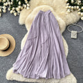 K-style high waist lazy style pleated a-line skirt for women spring and summer large swingeasiest for matchelegant gentle long skirt