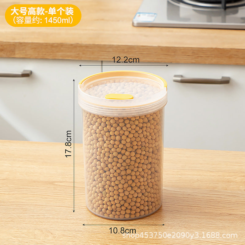 Kitchen Refrigerator Grains Plastic Sealed Jar Transparent Multifunctional Desktop Sundries Round Storage Box with Lid