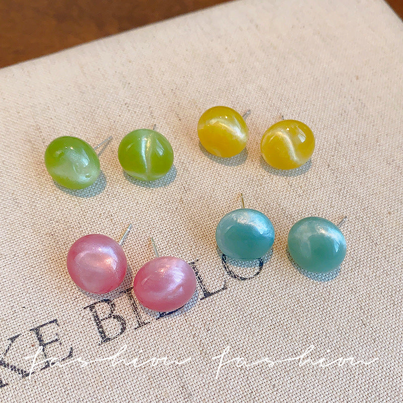 Dopamine ball stud earrings - unique design for women, perfect for summer, clear and versatile, sweet and cute, simple and easy to match