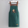 Apron waterproof oil-proof men's and women's kitchen cooking apron solid color casual strap big pocket restaurant work clothes plus