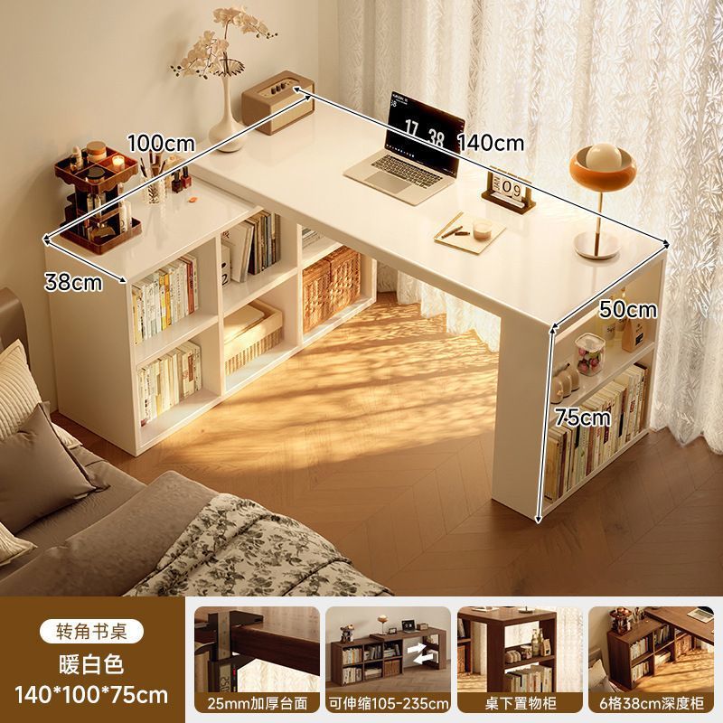 Corner desk bookshelf bookcase all-in-one table bedroom home extendable vanity corner computer desk office desk
