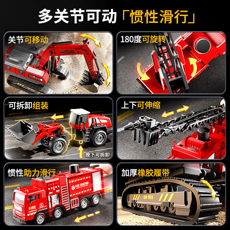 Bejies children's alloy fire truck set model ladder boy kids toy car excavator birthday gift