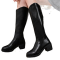 Women's over-the-knee boots chunky heel  new winter collection - slimming, vintage v-cut, round toe fashion boots