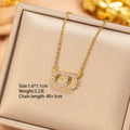 【titanium steel】korean & japanese style hot-selling full diamond letter cd necklace - women's lightweight luxury fashion high-end clavicle chain accessory