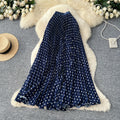 K-style polka dot pleated elegance skirt women's high waistslimming looka-line long skirtwork clothingeasiest for matchpatchworkelegant skirt