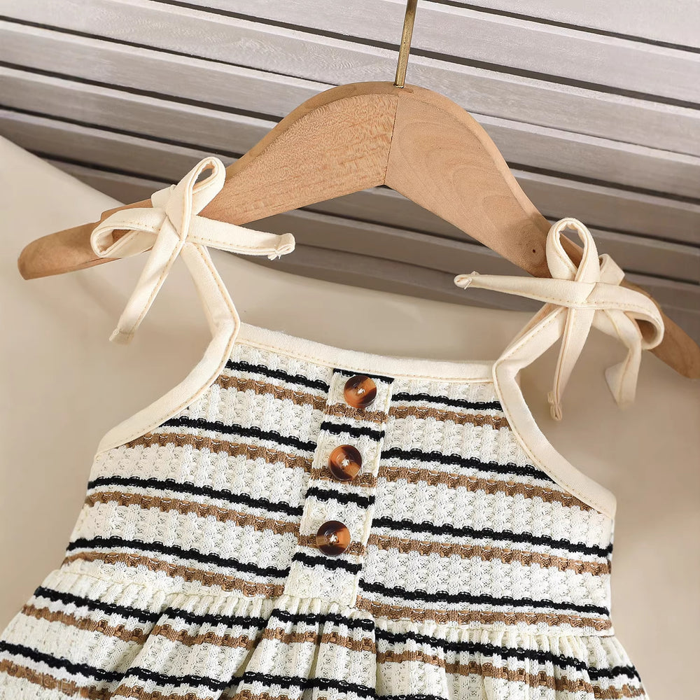 new arrival: mori girl style fresh girls' sundress - textured striped cami dress