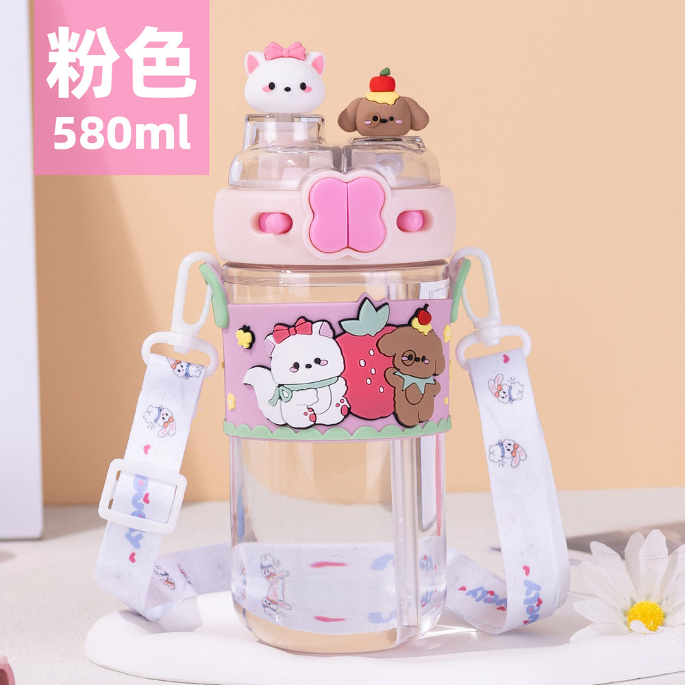 Cartoon water cup creative doll large capacity popular high-looking big belly cup student outdoor portable kids cup