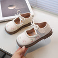 Vancahao girls' fashion leather shoes - new autumn collection: soft-soled embroidered bow princess shoes for little girls