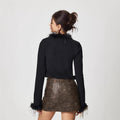 Pre-sale-53726# cross-border foreign trade women's fashion ins stuffed v neck short cardigan tops
