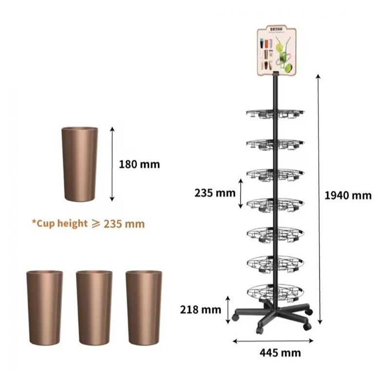 Source Factory Rotatable Cup Display Stand Metal Cup Storage Rack Suitable for Supermarkets