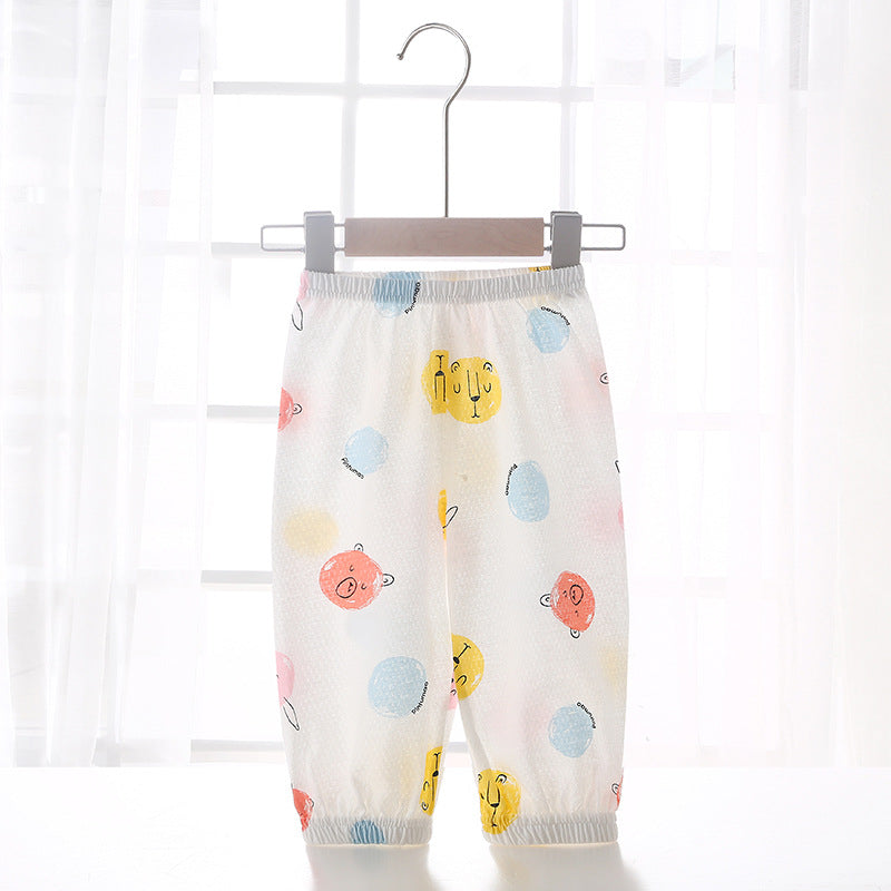 Baby pants summer boys and girls anti-mosquito pants thin baby pure cotton bloomers lightweight breathable cartoon printing pants