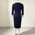 Commuting office lapel pure colorlong sleevessuit skirt rufflesilm hip-hugging office ladydress