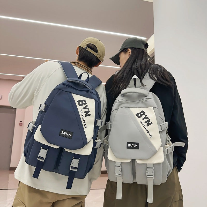 Burden reduction spine protection capacity Strong backpack Lightweight waterproof Simple high school backpack Junior high school schoolbag Women