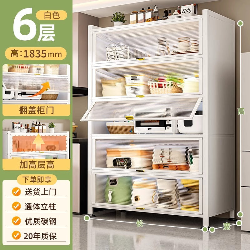 Household multi-functional cabinet with doors, bookshelf, dustproof storage cabinet, freestanding multi-layer storage unit, kitchen organizer shelf