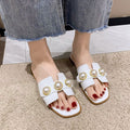 Fashionexportplus size pearl cut out flip-flops women's cross-border wear casual lightweight low-heeled square-toe sandals