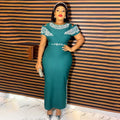 export independent station hot diamond fake shawl sleeves patchwork elegance silm hip covering dress african plus size women's clothing