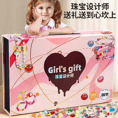 Diy beading kit for kids - necklace, bracelet & jewelry making - educational toy gift set for girls