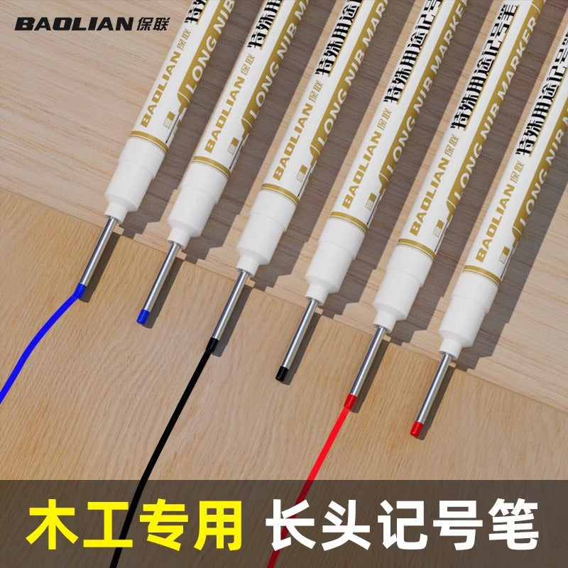 Baolian long-head marker pen, oil-based woodworking special marker pen, ceramic tile special purpose construction site long mouth black red blue deep