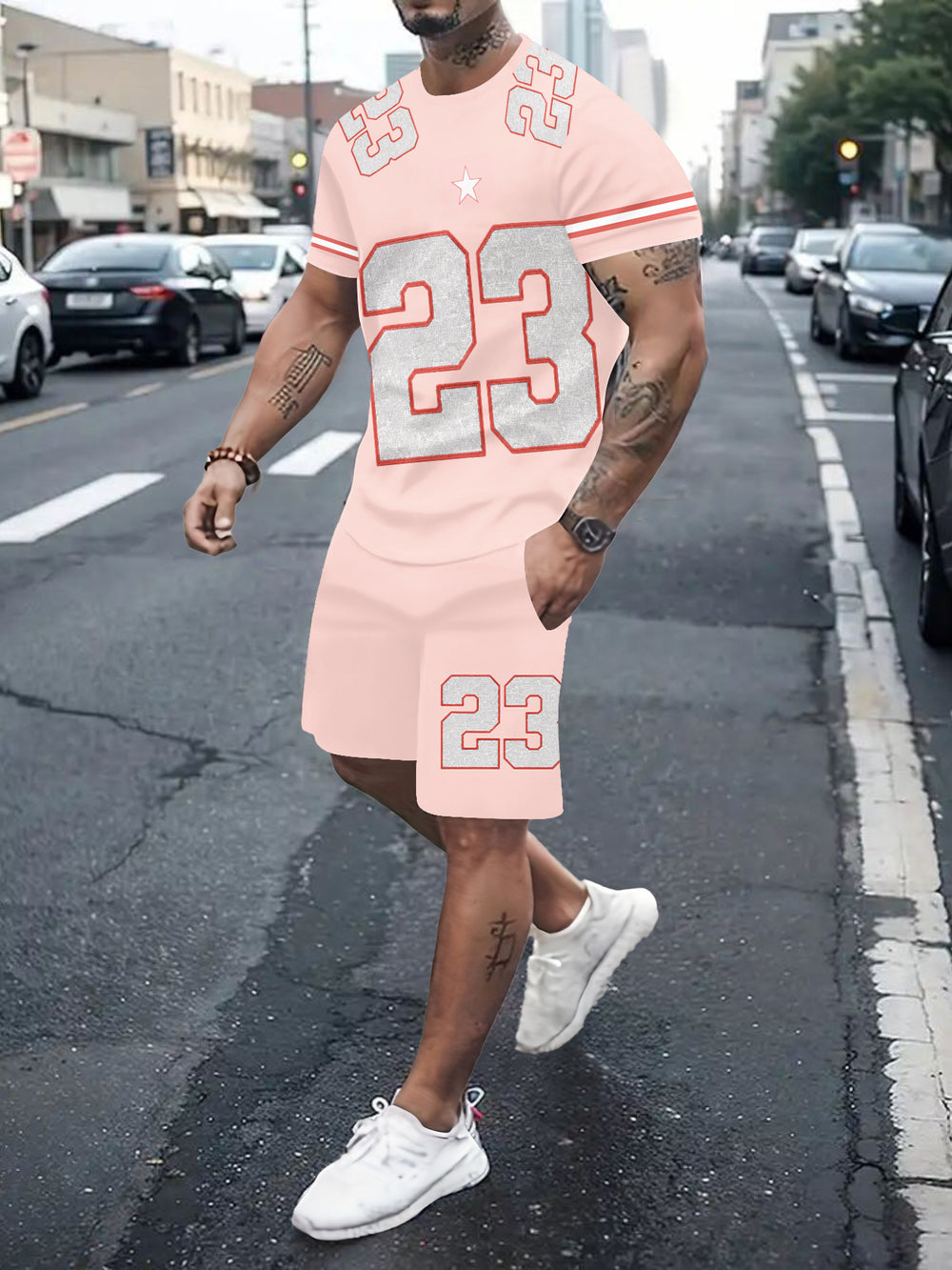 Men's casual sports set - short sleeve & shorts - summer hot seller - cross-border fashion - two-piece leisure outfit