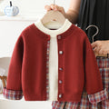Girls' sweater set - new autumn/winter  collection: round neck, color block, faux two-piece knit cardigan jk outfit