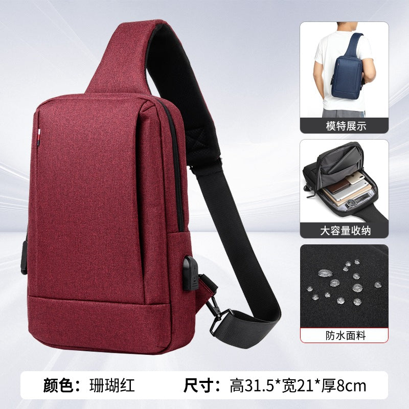 Cross-border fashion men's breast bag high-end casual women's shoulder messenger bag trendy travel chest bag waterproof shoulder bag