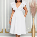 C8544plus sizeexport women's clothingsummernew arrivaldeep v neckhigh waist banquet dress a-line africandress