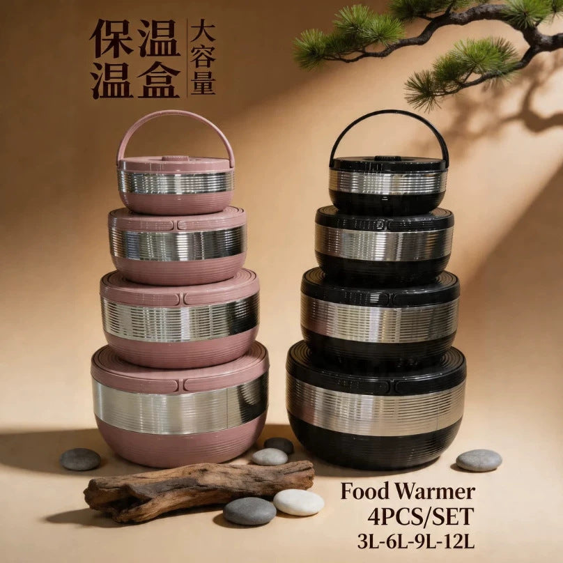 4pcs big size food warmer cross-border foreign trade large capacity insulated lunch box 3l-6l-9l-12l