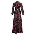 Wholesale  african plus size clothing animal texture floral print mature style cinched waist slimming women's long dress