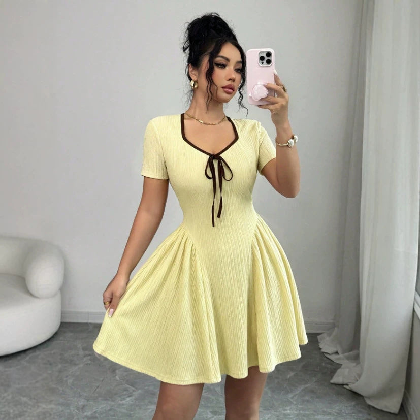 gentle style elegant mini dress summer new plus size french lace patchwork design knitted dress for women