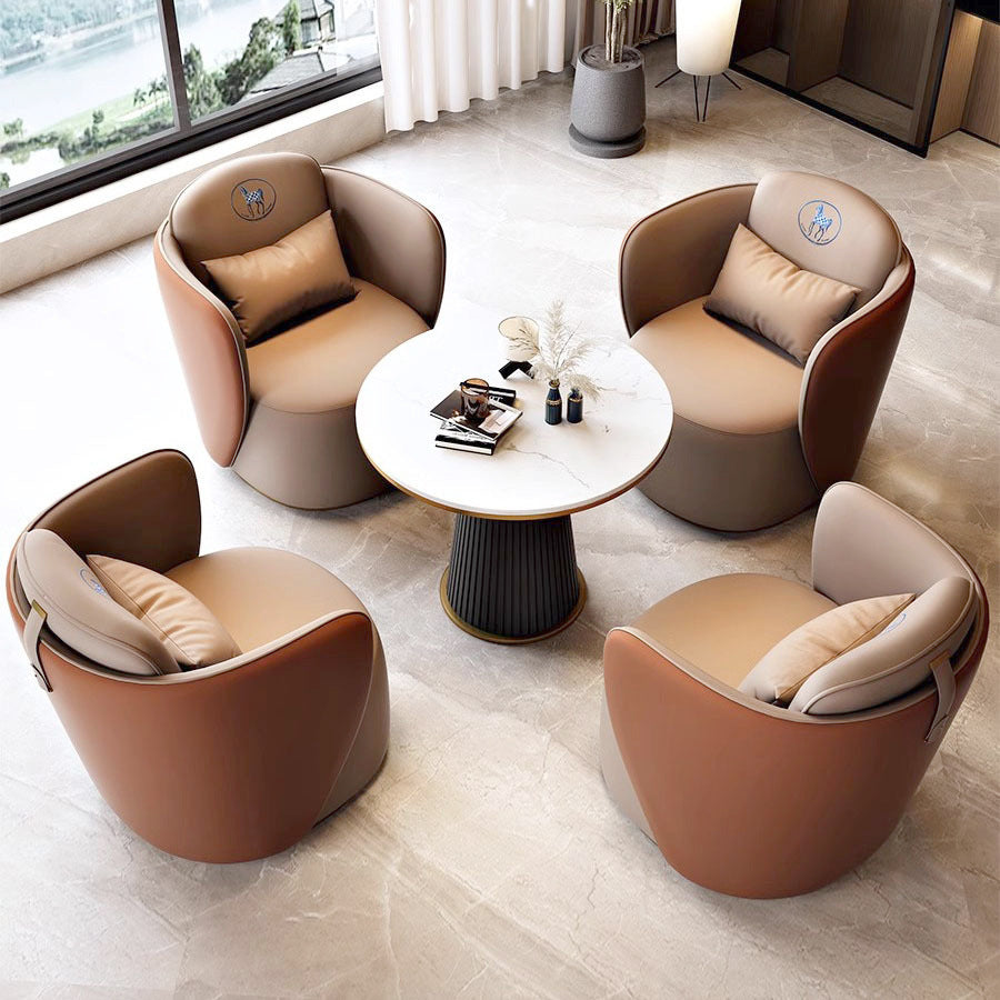 Accessible luxury sales office cafe single sofa hotel lobby casual leather sofa reception office coffee table sofa