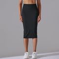 Naked high waist tight hip skirt sports skirt high elastic brushed medium long slit casual yoga women's skirt