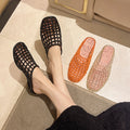Transparent crystal shoes flats toe-cap half slippers for women outwear2025new arrivalcut out mesh shoes jelly shoes fashion sandals