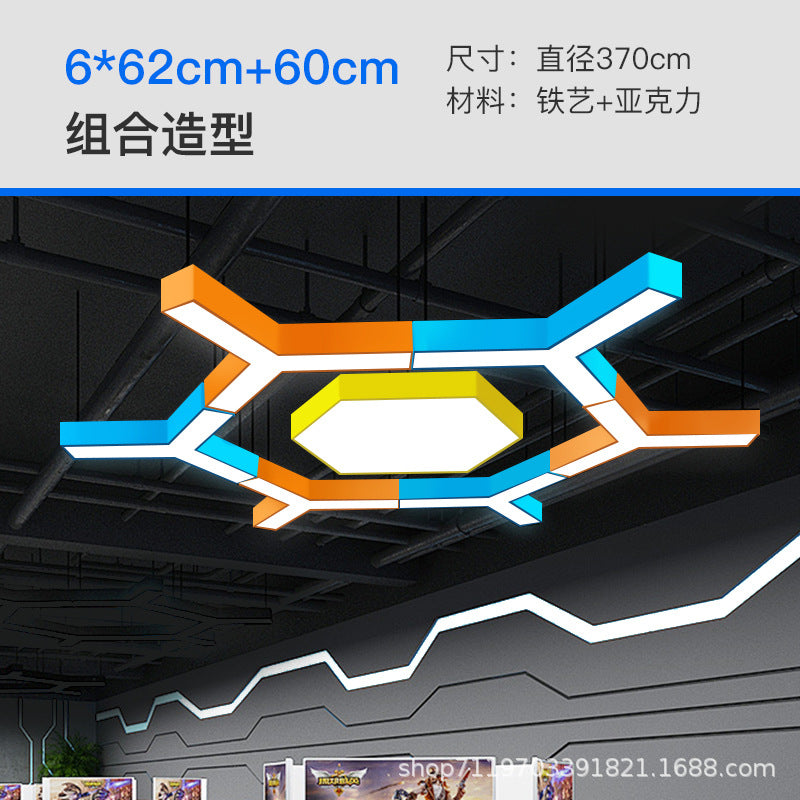 LED Kindergarten Classroom Corridor Y-shaped Light Children's Playground Color Hexagonal Lighting Dance Studio Modeling Chandelier
