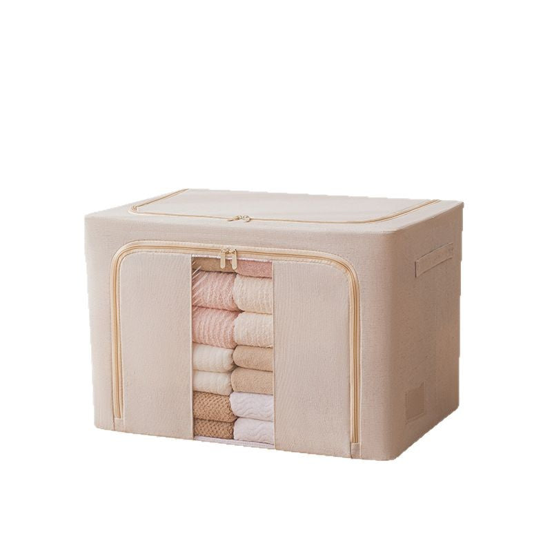 Clothes storage box Cotton and linen with steel frame Foldable storage box Cotton quilt down jacket finishing box Fabric Baina box