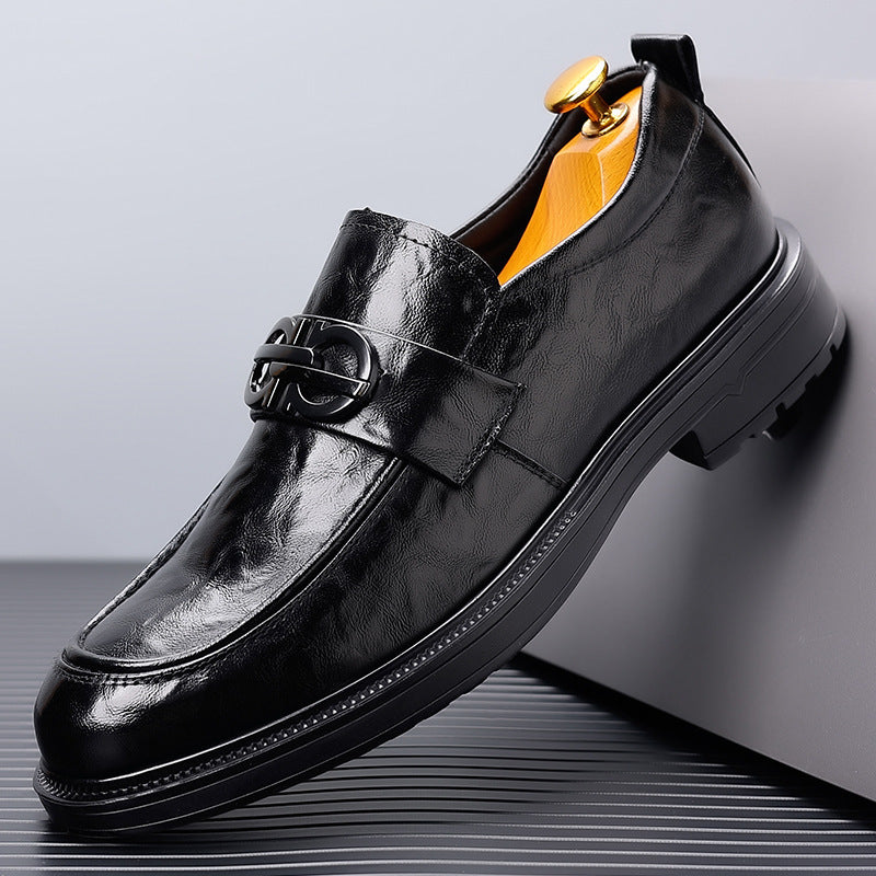 Business formal leather shoes for men live broadcast hand-grabbed patterned feet british slip-on casual groom wedding suit shoes