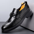 Business formal leather shoes for men live broadcast hand-grabbed patterned feet british slip-on casual groom wedding suit shoes