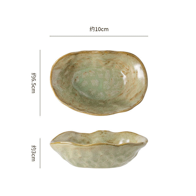 Japanese kiln-turned ceramic oyster-shaped dish, sushi soy sauce, mustard dish, appetizer dish, hot pot restaurant dipping dish, seasoning dish