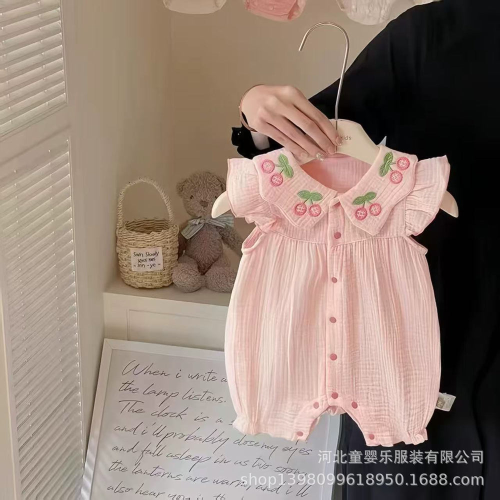 Summer romper thin baby girl sleeveless jumpsuit toddler baby vest cutesweet outing clothes