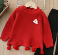 Dropshipping girls' knitted sweater two-piece set -  autumn/winter new collection - handmade floral pants outfit for baby girls