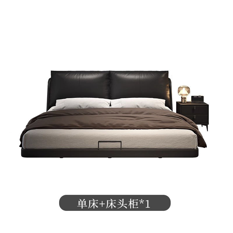 Personalized suspended bed modern casual leather bed master bedroom popular bed soft bed with backrest down leather bed